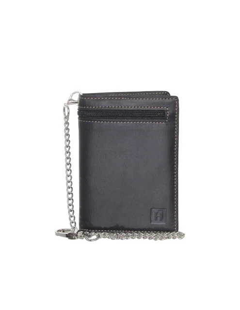 Portefeuille En Cuir Véritable Noir - Motif Chapeau De Cowboy - 13x9 Cm - Neuf Sans étiquette