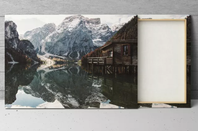 QUADRO STAMPA SU tela fine art Lago di Braies Bolzano arredamento casa home  EUR 21,00 - PicClick IT
