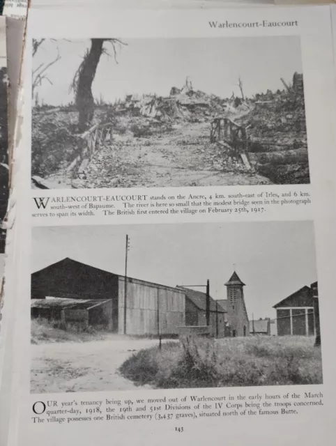 G9f Ephemera 1938 Bild 1. Weltkrieg damals und heute Warlencourt Eaucourt