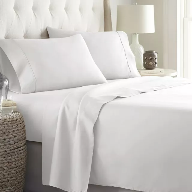 Hotel Bedding Collection 1000TC Egyptian Cotton All UK Size White Solid