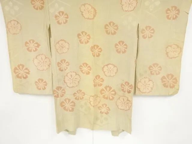 09516# Japanese Kimono / Antique Hitoe Haori / Shibori / Flower