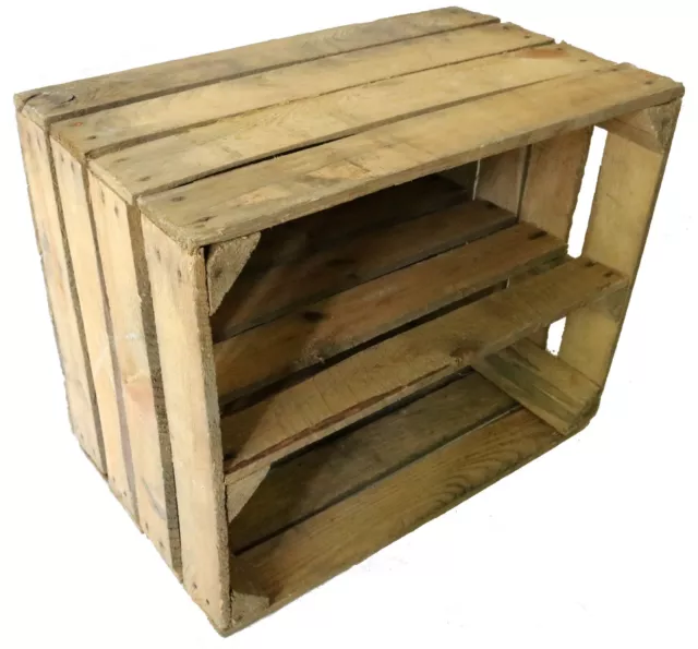 1 Wooden Apple Crate With Long Internal Shelf Storage Display Shoe Rack
