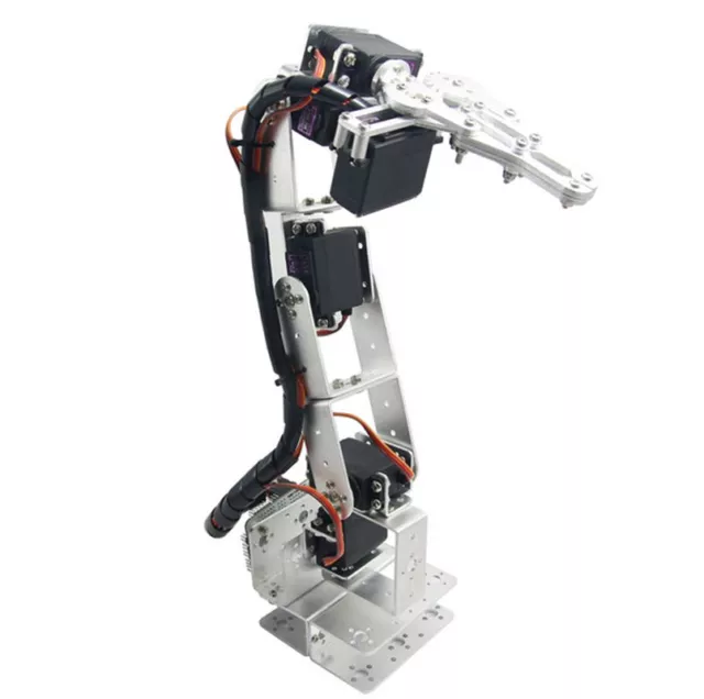 ROT3U 6DOF Aluminium Robot Arm Mechanical Robotic Clamp Claw for Arduino-Silver 3