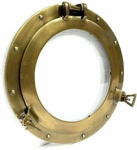 Hublot Nautique Ancien Finition Laiton - Décoration Maritime Vintage Fait Main - Style Civil Guerre