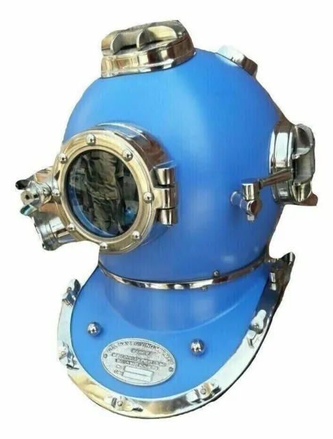 Antique Blue Full size Divers Diving Helmet Scuba US Navy Mark V gift best style