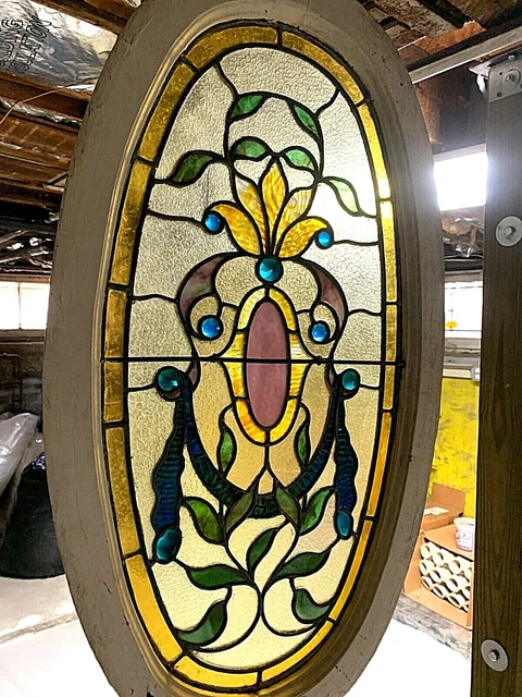 Antique American Stained Glass Window Original