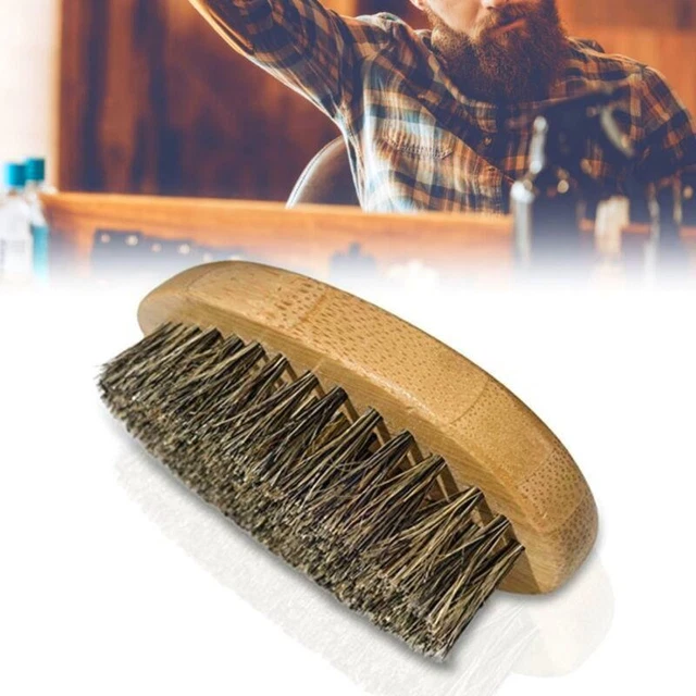 Wooden Handle Beard Brush for Men – Portable Mustache Grooming Tool