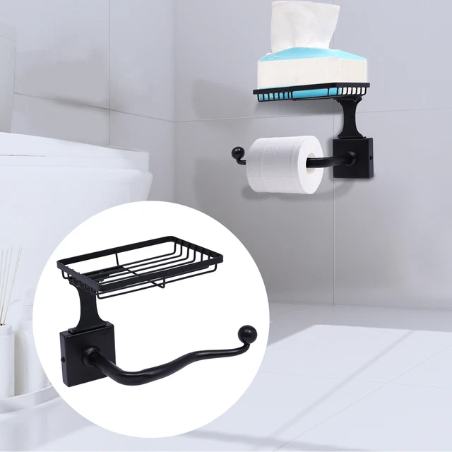STAINLESS STEEL TOILET Paper Roll Holder with Shelf Phone Holder Soap