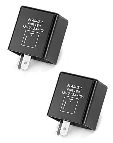 Electronic Flasher Relay, 12V 0.02A-10A 2-Pin Speed Adjustable, 2 Pack
