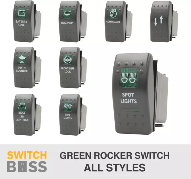 Rocker Switch 110 Styles Green fit ARB Carling style LED Car Boat 12v Spot Light