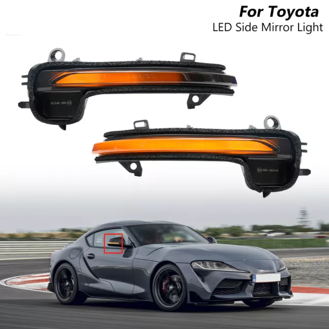 Sequential Black LED Side Wing Mirror Indicator Light for 20-23 Toyota GR Supra