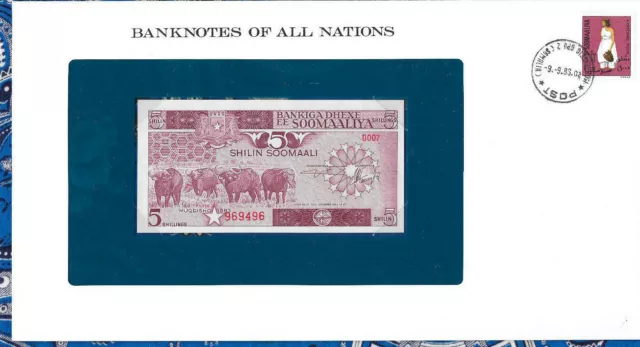 Banknotes of All Nations Somalia 1983 5 Shillings P-31a UNC Serie D.007