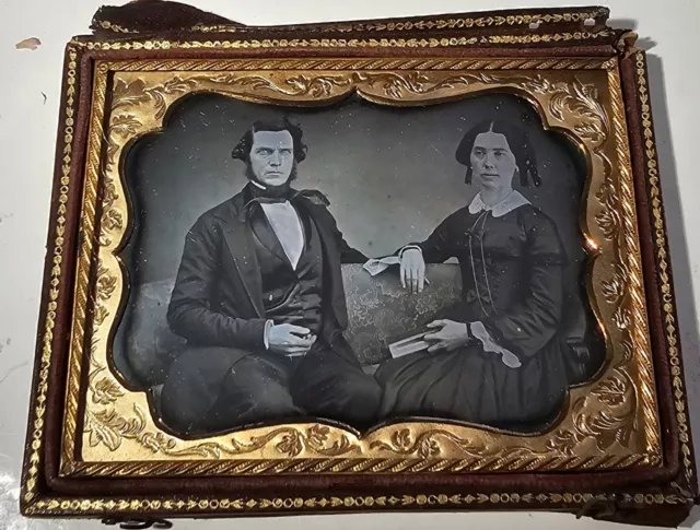 Daguerreotype of a Man and Woman On a Couch