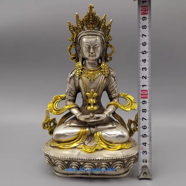 China old Tibet silver Gild Handwork carved Tibetan Buddhism Tara Statue 21921