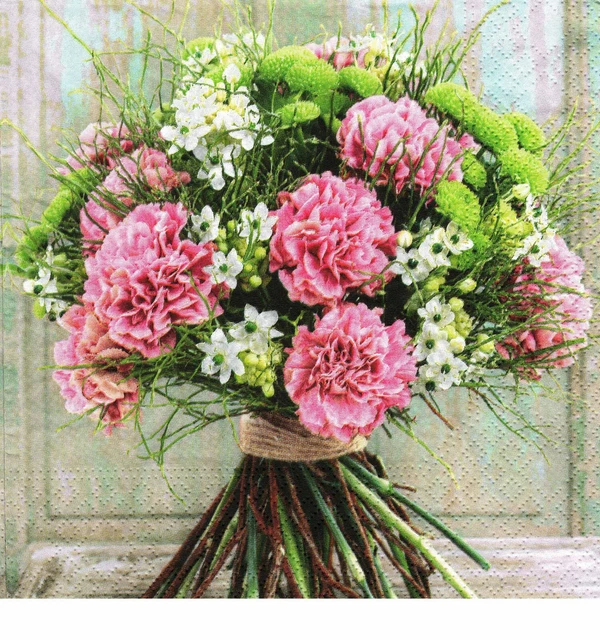 3 Lunch Servietten Blumen ein Strauß Pfingstrosen 💙