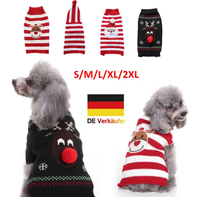 DE Weihnachten Haustier Hund Mantel Kleidung Strickpullover Bekleidung Hoodies