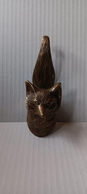 Vintage Brass Wolf/Fox Head Wall Hanger Coat Hat Hook