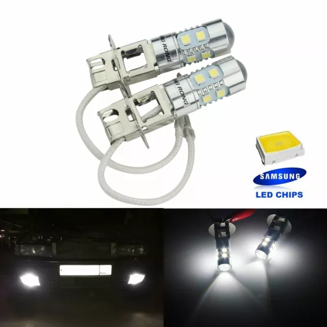 2x H3 Ampoules 10 SMD  LED Blanc Xenon 6000K Anti-Brouillard Feux de Jour