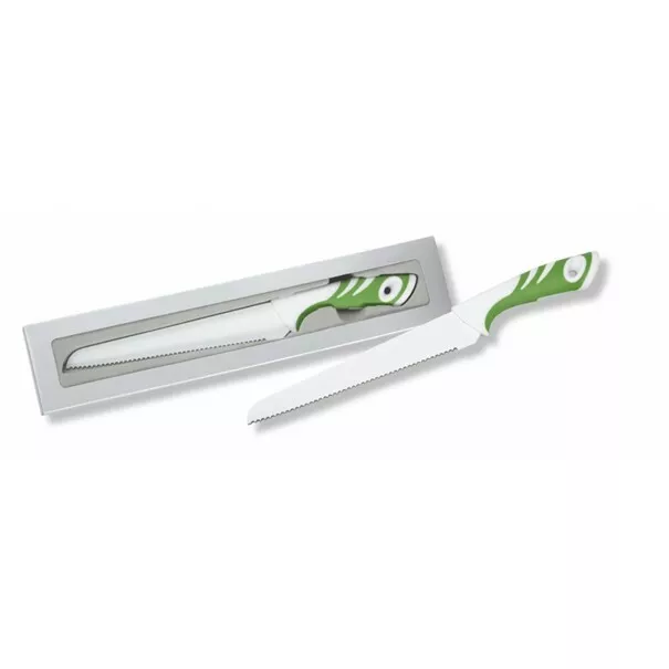 Brotmesser Küchenmesser groß gezackt beschichtete Klinge grün-weiss 34cm
