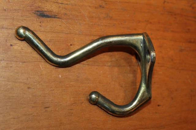 Vintage Coat Hat Closet Hook Brass Plate over Pot Metal O-48