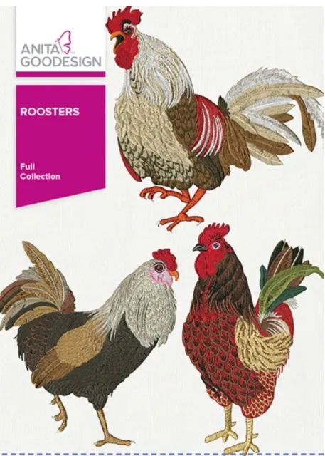 Anita Goodesign - Roosters - Machine Embroidery Designs Usb Pes