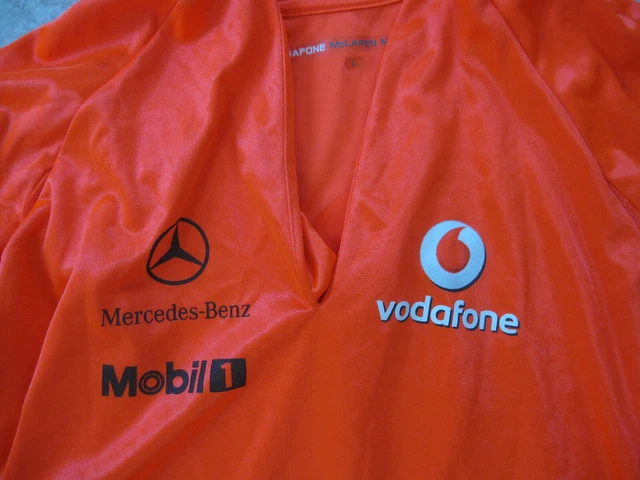 Pull Femme Vodafone McLaren Mercedes F1 - Taille L, Noir, Style Henley, Occasion Très Bon état