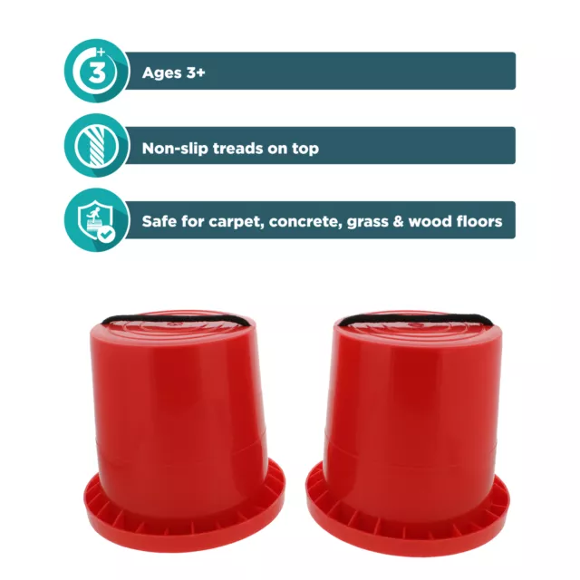 Get Out! Walking Bucket Stilts 2 Pack Red Cups Balance Bucket Shoe Stilts Toy 3