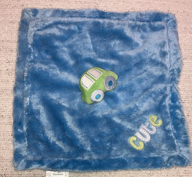 Manta de Seguridad Gerber Baby Linda Coche Minky Amorosa Azul y Verde Satinada Nueva Suave