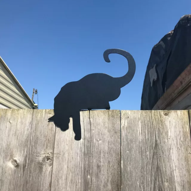 Cat Fence Topper - Outdoor Metal Ornament - Gardening Decor Gifts