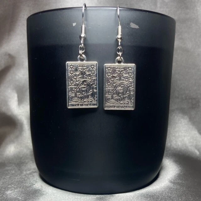 Handmade Silver The Star Tarot Card Earrings Alternative Gothic Gift Christmas