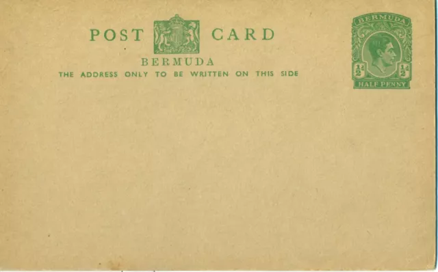 Bermuda 1940 PSC  postal stationery Card  KGVI  Local rate   Half Penny   MNH