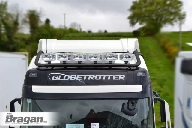 Roof Bar + Flush LEDs To Fit Volvo FM 5 Globetrotter 21+ Steel Truck - BLACK