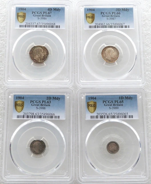 1904 Great Britain Edward VII Maundy Silver 4 Coin Set PCGS PL67 - PL63