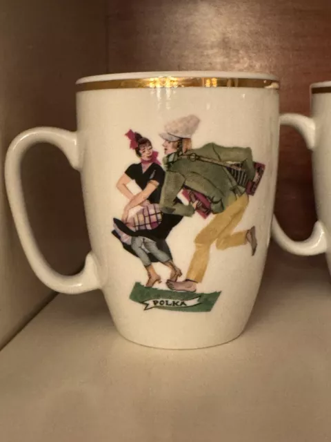 Vintage Favolina Poland Folk Dancer Mugs Kotomyjka, Polka, Goralski, Zbojnicki 2