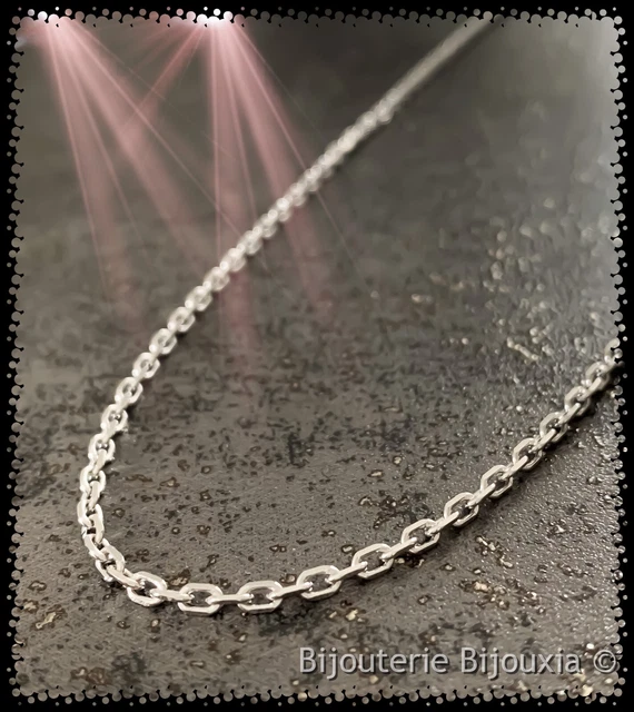 CHAÎNE MAILLE FORÇAT Robuste 50 cm Argent Massif 925/1000 Bijoux