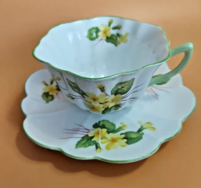 Vintage Shelley Fine Bone China Dainty Cup & Saucer Primrose Pattern 1944-65