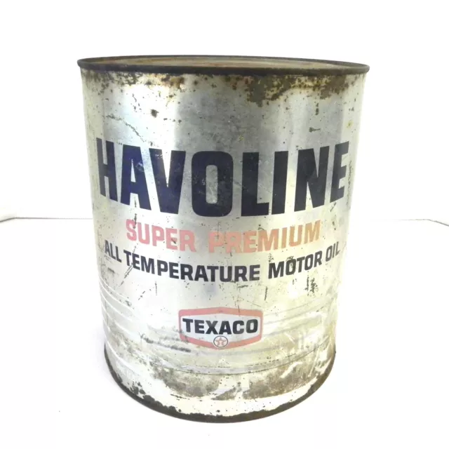 Vintage Havoline Super Premium All Temperature Motor Oil 1 Gallon Empty Used Vtg