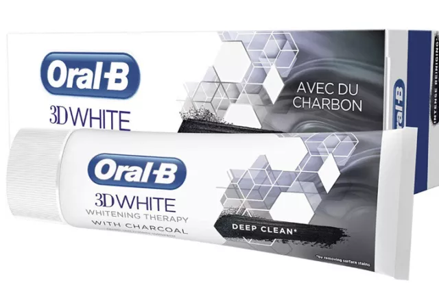 Lot de 3 dentifrices Oral B 3D white nettoyage intense au charbon 75ml