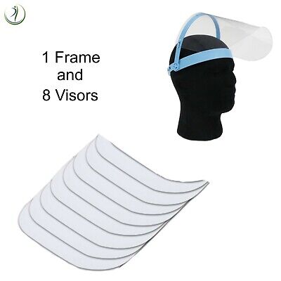 Safety Full Face Shield Clear Flip-Up Visor 1 Frame 8 SHIELDS Mask Cover Medical