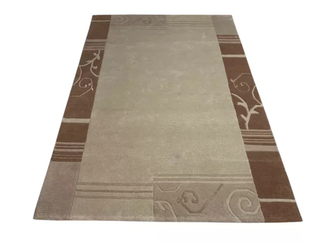 Indo Nepal Noué à la Main Tapis Beige 100% Laine Haute Qualité Gabbeh