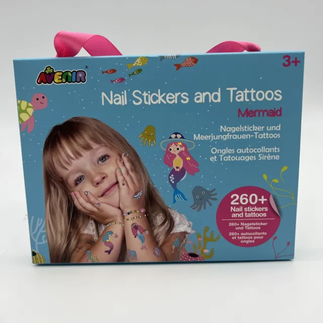 Avenir Nail Stickers and Tattoos - Mermaid - 260 Pieces 3 Year Olds +