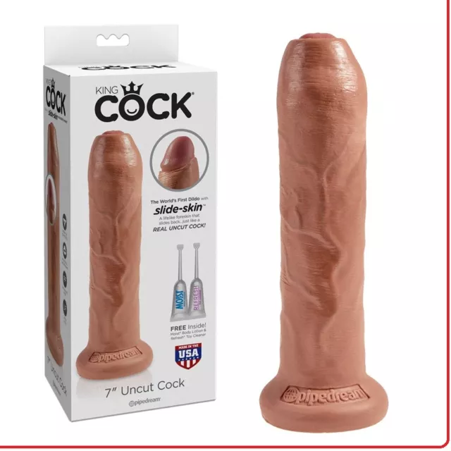 Sexy Realistic Penis Movable Foreskin King Cock Uncut 7 Caramel Suction Cup dong