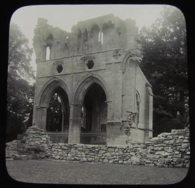 Glas magische Laterne Rutsche DIE KIRCHE DRYBURGH ABBEY C1890 SCHOTTLAND
