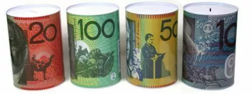 10 20 50 100 Dollar Note Money Tin Australian Box Jar OZ variety Piggy Bank Coin