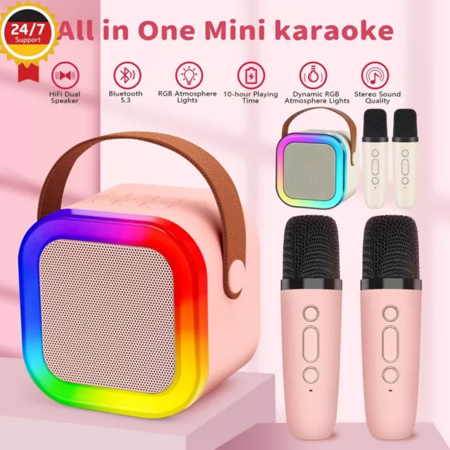 Bluetooth Karaoke Maschine mit 2 Mikrofone Lautsprecher mit Gesangsentferner 2