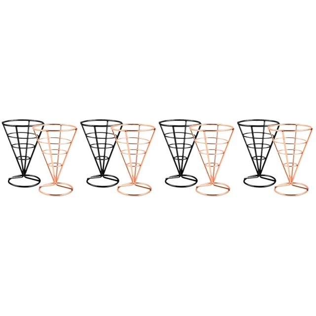 8 pcs French Fries Cone Holder Hollow Design Fried Food Serving Basket