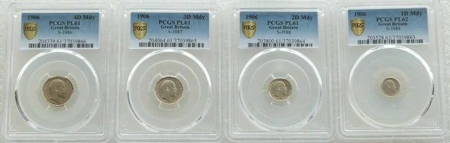 1906 Great Britain Edward VII Maundy Silver 4 Coin Set PCGS PL62 - PL61