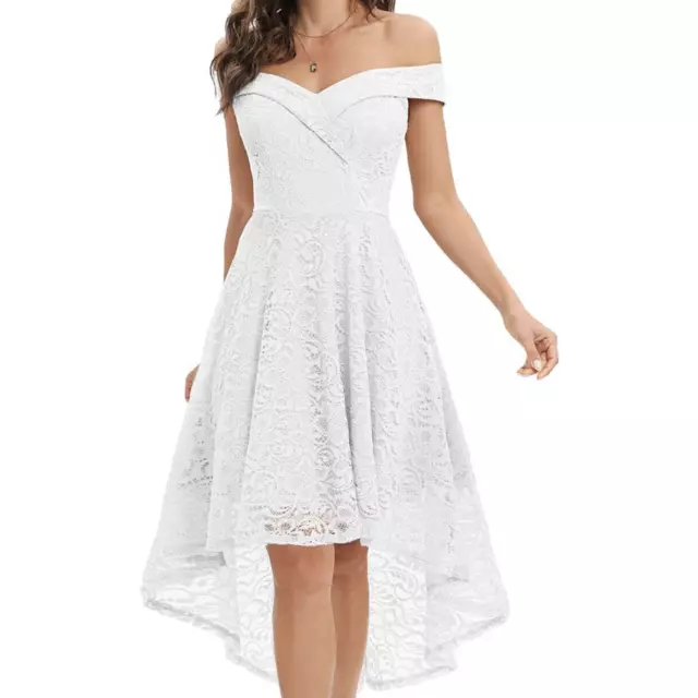 HOMRAIN WOMENS ELEGANT Floral Lace Dress Size XL White Off The Shoulder ...