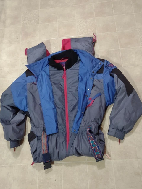Vtg 80s 90s Teal DEGRE 7 Ski Suit One Piece Snow Bib Snowsuit Women's MEDIUM 8