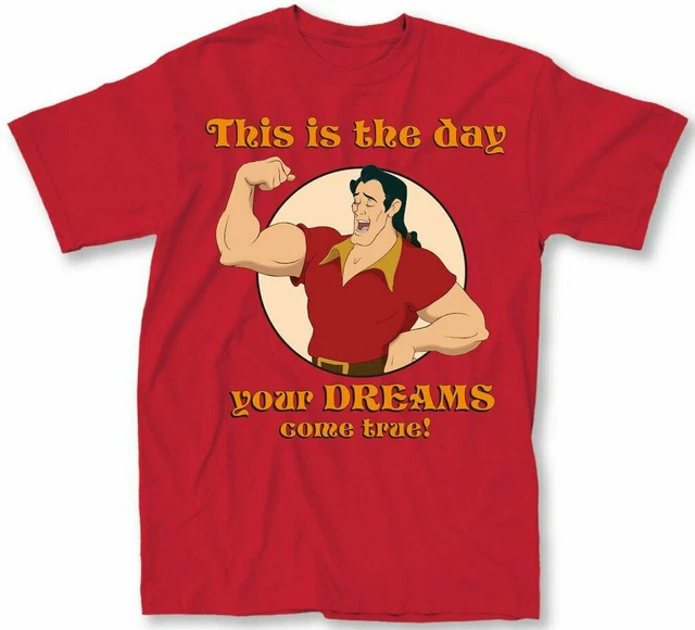 DISNEY BEAUTY AND the Beast Gaston Dreams Come True Red Men's T-Shirt 